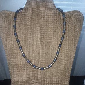 $5 OR 4/$15 BLUE AND GRAY BEADED NECKLACE